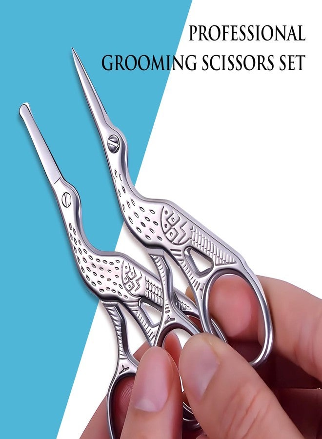 Kootinn 2-Pack Curved & Rounded Stork Scissors, Stainless Steel Professional Beauty Grooming Scissors for Eyebrows, Facial Hair, Dry Skin, Nose Hair. - Image 3